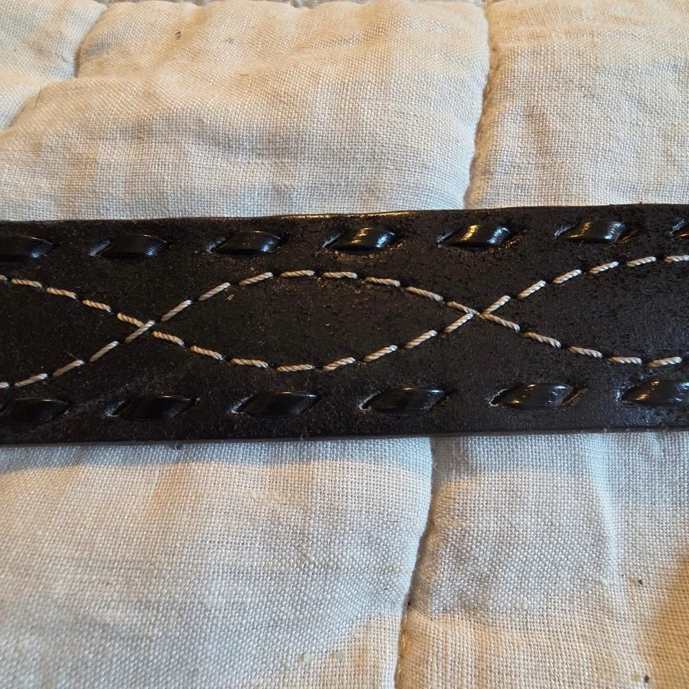 Frontier Series Belt Mens 40 Black Leather Western Hand Laced Made in USA 1305